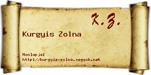 Kurgyis Zolna névjegykártya